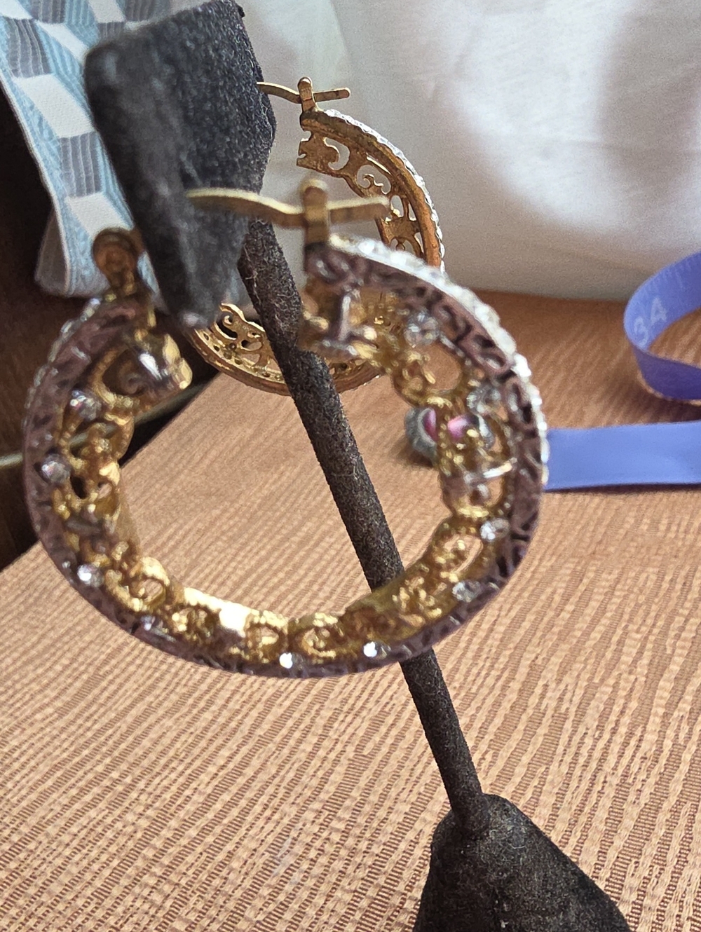 Gold and Silver Filigree Hoop Earrings Vintage Unique - Women Jewelry